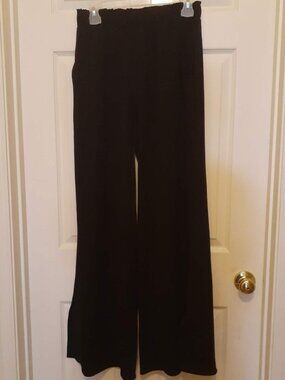 TYCHE Textured Solid Side Slit Wide Leg Pants